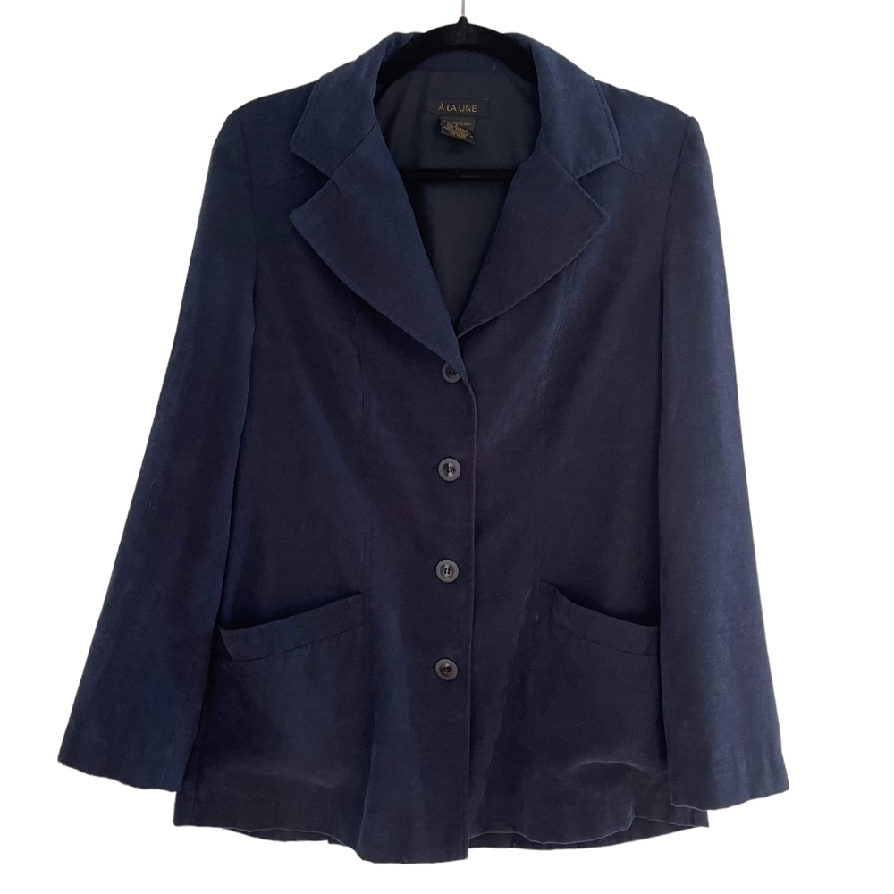 Vintage À la Une Navy Button Down Classic Blazer w/ Pockets Size 5